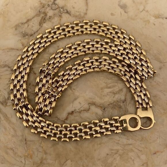 14K Solid Heavy Yellow & White Gold 17.5” Choker Necklace 63.3 gm - Picture 10 of 11